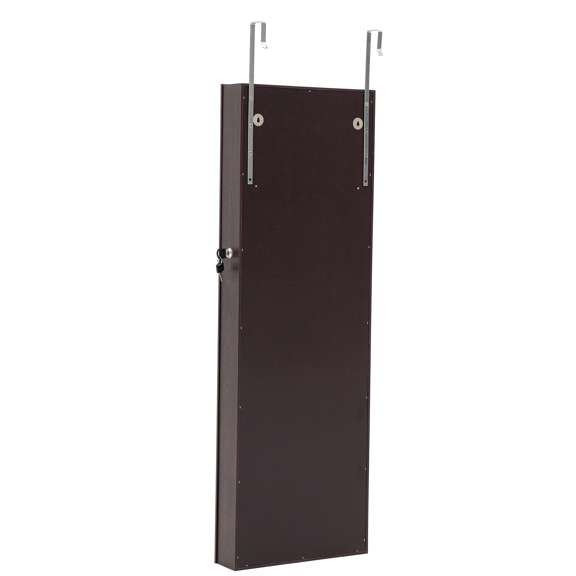 Resenkos Mirrored Jewelry Cabinet with Storage Drawer, Door/Wall Jewelry Armoire Brown Resenkos Mirrored Jewelry Cabinet with Storage Drawer, Door/Wall Jewelry Armoire Brown