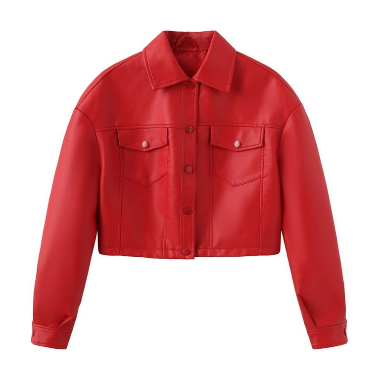 SWSMCLT Women's Faux Leather Jacket Motorcycle Vintage