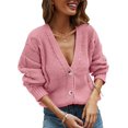 thumbnail image 1 of Women's V Neck Button Down Long Sleeve Cable Knit Cardigan Sweaters Outerwear Tops, 1 of 6