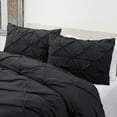thumbnail image 2 of Nestl 3 Piece Pinch Pleated Pintuck Duvet Cover Set with Shams, Soft Microfiber,Button Closure Bedding Set, Full - Black, 2 of 9