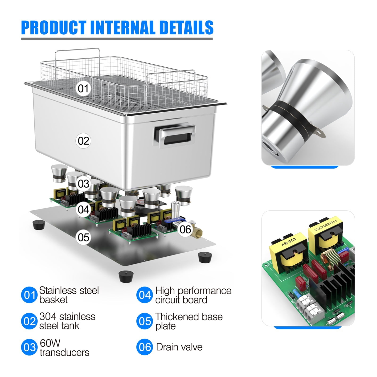 Ultrasonic Cleaner 15L 360W Power 40KHZ Remove Oil Rust Oxides Carbon Cleaning Bath Metal Circuit Board
