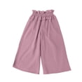 thumbnail image 4 of Gubotare Toddler Harem Pants Pattern Fashionable and Casual Girls' Pants, Featuring Wide Leg Print Patchwork Striped Sweatpants Design 5T 6T (Purple,5-6 Years), 4 of 4
