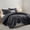 Black, variant on Moonlight20015 2 Piece Quilt Set Chevron Pattern Modern Embossed Coverlet Soft Microfiber Twin White