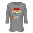 thumbnail image 4 of HOMBOM Womens Tops T-Shirts Summer Retro 1996 Print 3/4 Sleeve Graphic Gray Crew Neck Graphic Tees for Ladies, 4 of 4