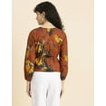 thumbnail image 3 of MoomayaWomens PrintedSurplice Neckline Top, Long Sleeves Designer Cotton Tops, 3 of 8