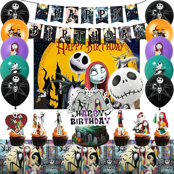 The Nightmare Before Christmas Party Decorations Kits - 29Pcs The Nightmare Before Christmas Banners Backdrop Tablecloth &  Balloons Cake Toppers etc. Christmas Party Supplies
