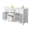 thumbnail image 2 of Beckett 60" White Double Vanity & Giotto Quartz Top (1-Hole) & Gold Trim, 2 of 5