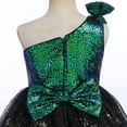 thumbnail image 6 of IBTOM CASTLE Kids Girls Bowknot Sequin Tulle Party Dress One-Shoulder Wedding Bridesmaid Flower Girl Dresses Pageant Formal Prom Ball Gown 3-4 Years Green, 6 of 8