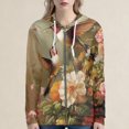 thumbnail image 2 of Vintage Hoodies for Womens Full Zip Up Drawstring Floral Graphic Print Hooded Sweatshirt Pullover Long Sleeve Pocket Fall Winter Casual Tops for Womens, 2 of 4