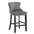 thumbnail image 2 of Velvet Upholstered Dining Bar Chairs Counter Height Barstools Wood Legs with Button Tufted Nailed Trim for Home Bar Dining Room Kitchen(Gray,Set of 6), 2 of 9