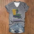 thumbnail image 2 of Camiseta de Manga Corta con Cuello en V Impresa para las Mujeres, 95% Poliéster 5% Spandex Vintage Top Ligero para Diario, Fiesta Y Primavera, 2 of 3