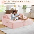 thumbnail image 3 of Muumblus Oversized Double Chaise Lounge Chair, Modern Indoor Boneless Cloud Sofa, Plush Corduroy Upholstered Modural Sectional Sleeper Couch for Living Room Apartment, Pink, 3 of 9
