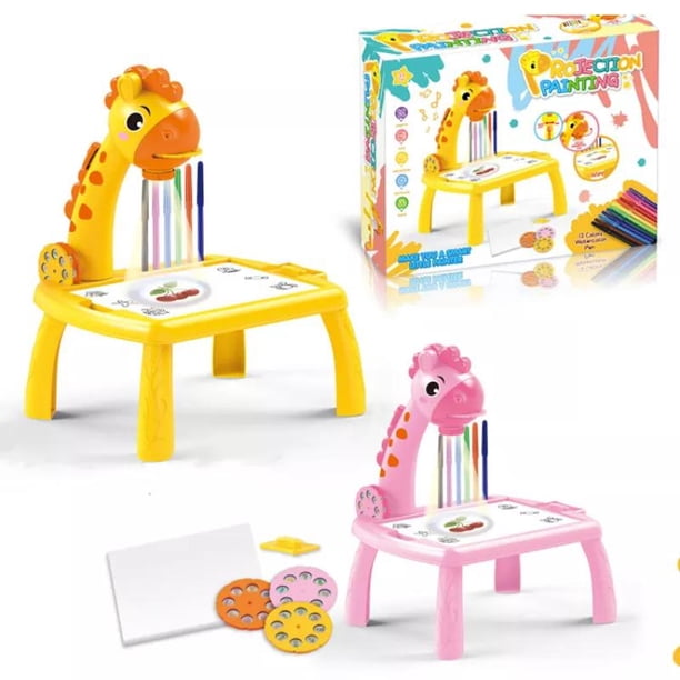 Children Drawing Table LED Projector Board Giraffe Hand Writing Painting Desk Kids Educational Learning Toys Boys Girls Gift Gong Bohan LED