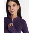 thumbnail image 4 of ClimateRight by Cuddl Duds Stretch Fleece Women's Long Sleeve Mock with Half Zip Base Layer Top, Sizes XS to 4X, 4 of 5