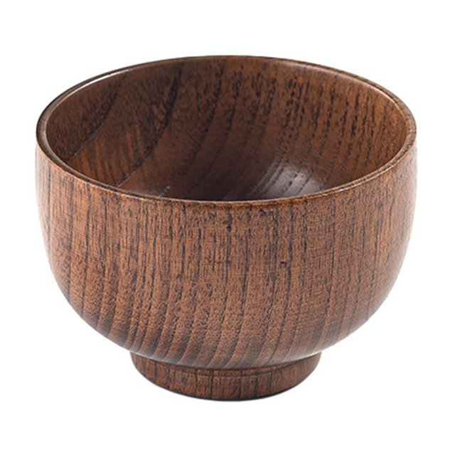 Tazón de madera de azufaifo agrio, lacado antiguo, para el hogar, estilo japonés, sopa de madera, tazón de arroz, vajilla de madera para niños, adultos, mediano, 10,5x6,5 cm