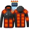 thumbnail image 2 of DODADAWANJ Heating Jackets for Men USB Rechargeable Electric Heated Coats Big and Tall Stand Collar Hooded Jacket 19 Heating Zones Winter Activewear Heated Caot No Battery M, 2 of 6
