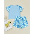 thumbnail image 4 of Seyurigaoka 2Pcs Baby Boys Summer Short Set, Short Sleeve Cartoon Surfing Bear Coconut Tree Print T-shirt + Elastic Waist Shorts, 4 of 9