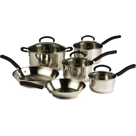 T-fal Stainless Steel Expert Cook Copper Bottom 10-Piece Cookware Set
