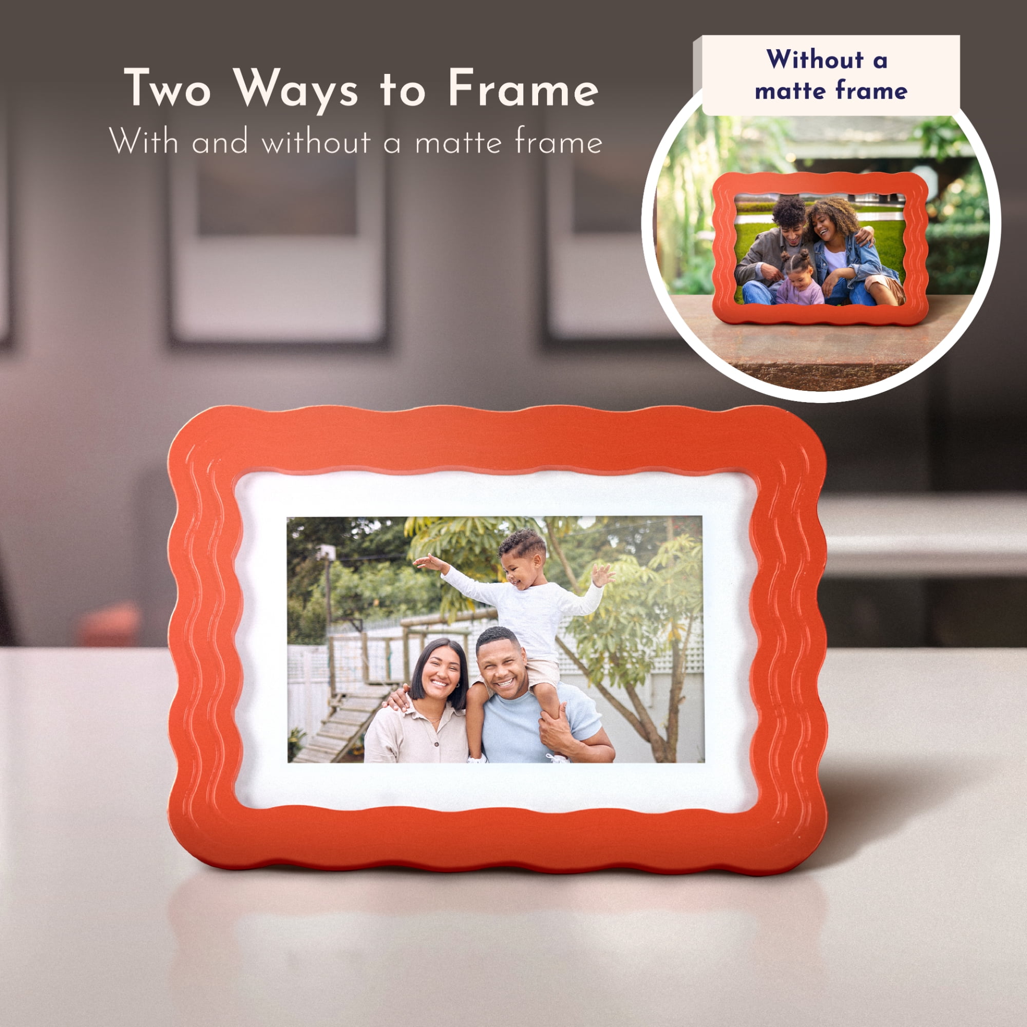 Mainstays by Becky G. & Alejandra 4" x 6" or 5" x 7" Wavy Photo Frame, Mandarin Orange