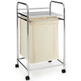 thumbnail image 4 of Gymax Laundry Cart Laundry Hamper Basket Cart w/Rolling Wheels Shelf & Removable Bag, 4 of 10