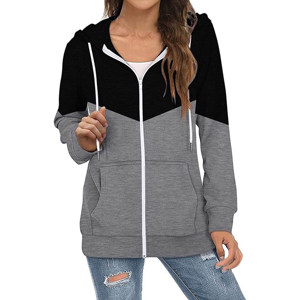 Sudaderas con capucha de manga larga con cremallera cómoda para mujer Chaquetas Sudadera con capucha con cordón informal Abrigo Pompotops gfhjh13433