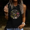 thumbnail image 2 of JSheng Summer Tops for Women Cotton Classic Sleeveless Crewneck Printed Casual T-Shirt Tops Black S, 2 of 5