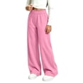 thumbnail image 3 of LIBRCLO Kids Girls Sweatpants Elastic Waist Wide Leg Pants Fleece Baggy Sweatpants Size 7-8 Years, 3 of 6