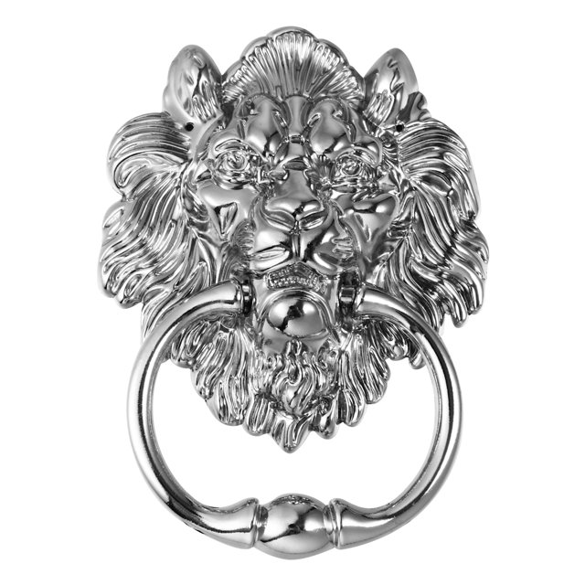 Poignée de Porte avant Tête de Lion Antique avec Anneau de Tirage Ton Argent