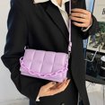 thumbnail image 4 of Bolso bandolera con cadena de cuero PU para mujer Bolso bandolera con patrón de celosía (Púrpura) Likrtyny Para estrenar, 4 of 9