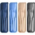 thumbnail image 1 of xianyou-Travel Utensils Set with Case, 4 Sets Camping Utensils Wheat Straw Reusable Utensils Set With Case, Knife Fork and Spoon Utensils for Lunch Box, 1 of 4