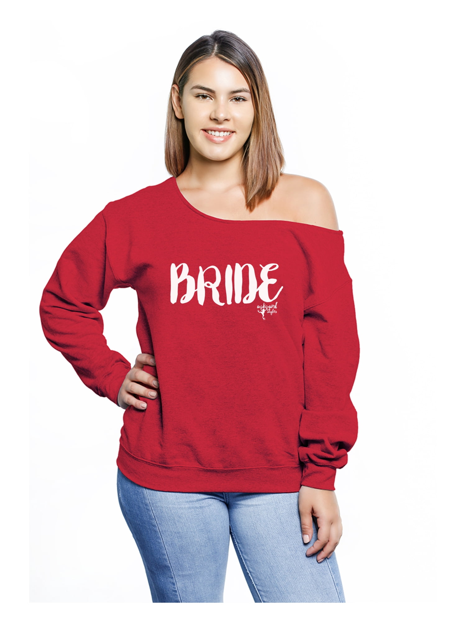 Awkward Styles Women's Bride Off Shoulder Sweatshirt Bride Plus Size Off The Shoulder Sweatshirt Sweater Bride to Be Sweatshirt Top Wedding Party