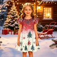 thumbnail image 3 of Grblisyd Girls Christmas Dresses School Outfits Kids A-Line Midi Casual Sundress Cute Cartoon Printed Flutter Sleeve Dress For Party, 3 of 5