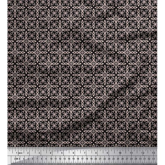 Soimoi Black Cotton Jersey Fabric Arrow & Diamond Geometric Print Fabric by Yard 58 Inch Wide