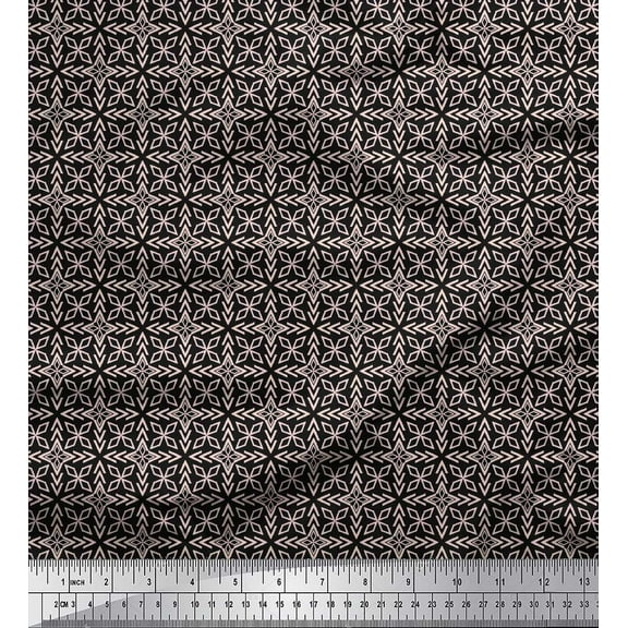 Soimoi Black Cotton Duck Fabric Arrow & Diamond Geometric Printed Craft Fabric by the Yard 42 Inch Wide