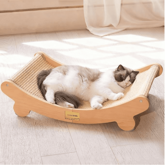 CheerPals Cat Scratcher Bed, 23.6Inch Sisal Wooden Pet Hammock, Protecting Furniture Cats Pad Valentine's Day Gifts