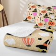 thumbnail image 4 of Feelyou Cartoon Ghost Witch Hat Twin Quilt Set, Cute Pumpkin Bat Twin Coverlet Set, Beige, 2 Pieces, 1 Comforter and 1 Pillowcase, 4 of 7