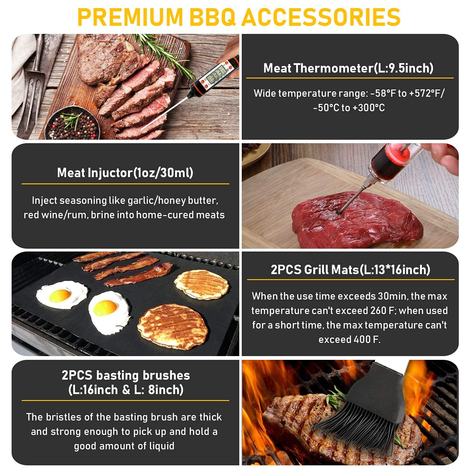 34 Pcs Grill Accessories Grilling Gifts for Men, Heavy Duty Stainless Steel BBQ Grill Tools Set for Outdoor Grill