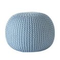 thumbnail image 3 of Urban Shop Round Solid Knit Polyester Pouf, Blue, 3 of 5