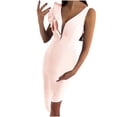 thumbnail image 1 of Birdeem Womens Sexy Ruffled V-Neck Solid Color Buttock Wrap Dress, 1 of 8