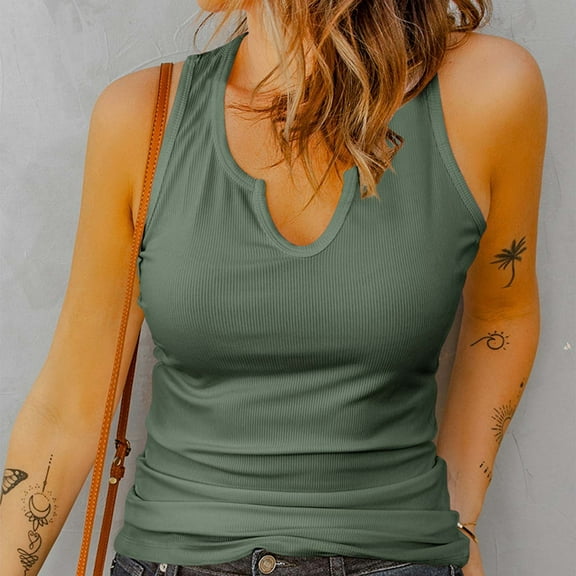 SNKSDGM Female Tank Tops for Women Pack White Womens White Tank Tops for Layering Lace Solid Color Sleeveless V Neck Knit Ribbed Top for Women Casual Summer Tank Blouse Xl