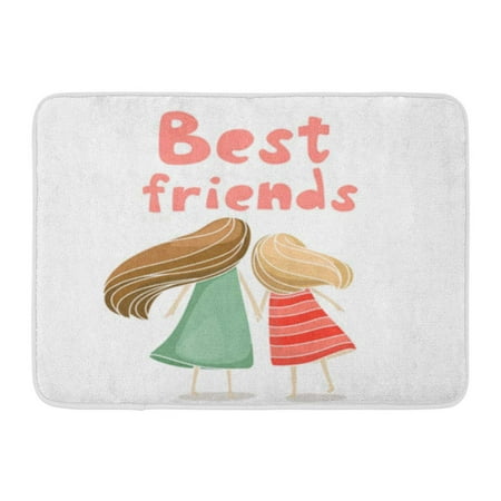 SIDONKU Two Best Friends Girls Holding Hands About Friendship White Doormat Floor Rug Bath Mat 23.6x15.7