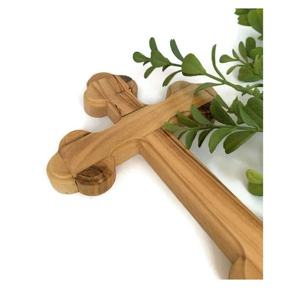 7 Inche Simple Wooden Wall Cross Gift, Olive Wood Cross Wall Hanging Crucifix Cross for Baptism and Confirmation Cross, Wooden Crosses Wall Décor Made in the Holy Land, Cross for Boys and Girls