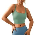 thumbnail image 3 of TrendOFT Built in Bra Tank Tops for Women Soft Stretchy Scoop Neck Fitted Crop Tops Spaghetti Strap Camisole Mint Green XL, 3 of 8