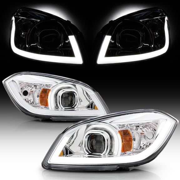 2005-2010 Chevy Cobalt 2007-2010 Pontiac G5 Chrome LED Tube Projector Headlights