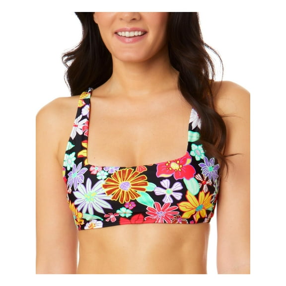 Salt   Cove Womens Juniors Penny Lane Floral Print Square Neck Bikini Swim top