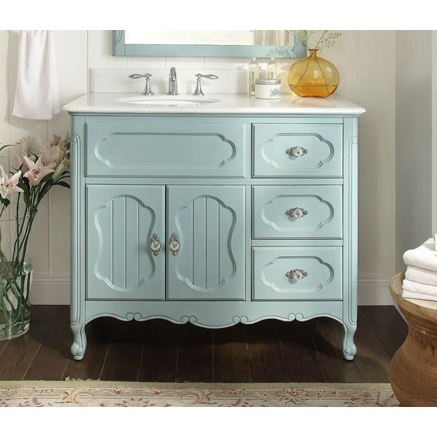 42 Benton Collection Knoxville Victorian Cottage Style Light Blue Bathroom Vanity Gd 1509bu Bs Com - Cottage Style Bathroom Vanities Cabinets