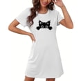 thumbnail image 4 of Camisón corto de talla grande para mujer, camisón de manga corta con estampado de pecho a la moda, camisón para mujer, 4 of 5