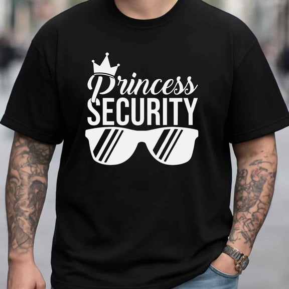 180G T-Shirt for Men Vintage Funny Short Sleeve - Princess Security Tee | Funny Humor T - Shirts for Men 180G 100% Black Fashionable and Trendy Hip