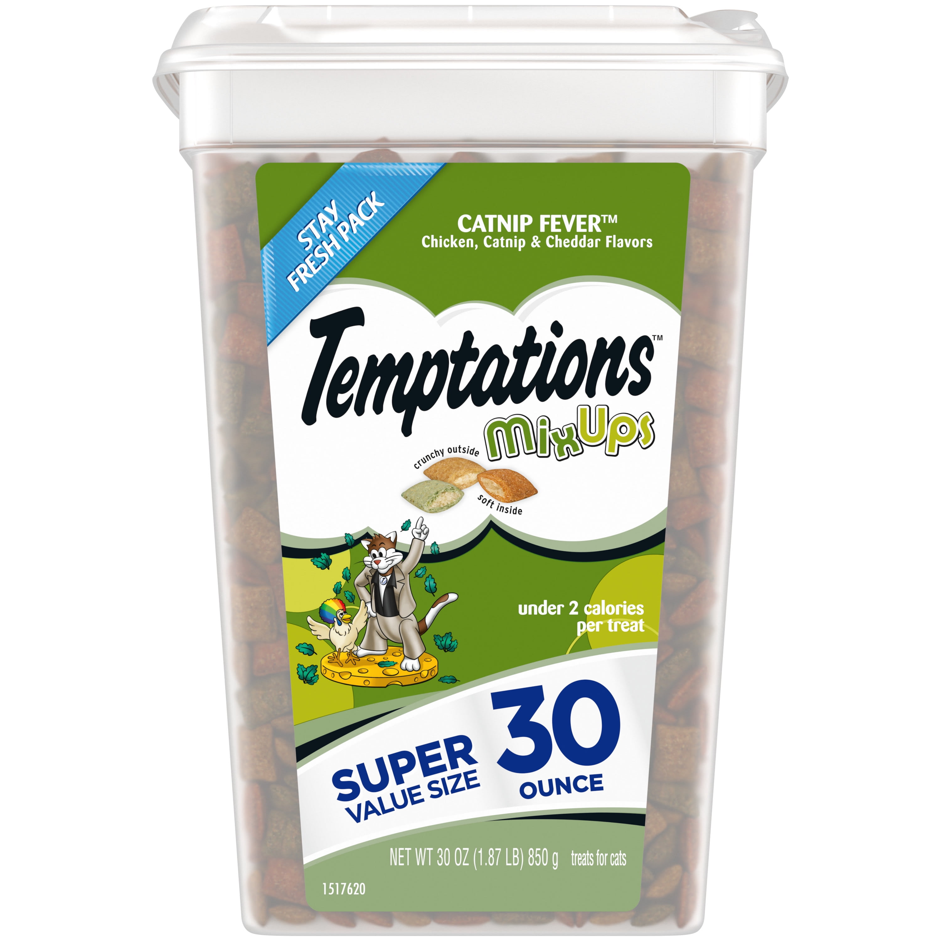 Temptations Mixups Catnip Fever Flavor Crunchy And Soft Dry Cat Treats 30 Oz Tub