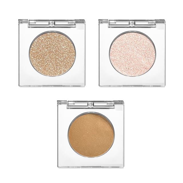 Paleta de sombras de ojos monocromáticas de 3 piezas, sombra de ojos con brillo en polvo, sombra de ojos perlada